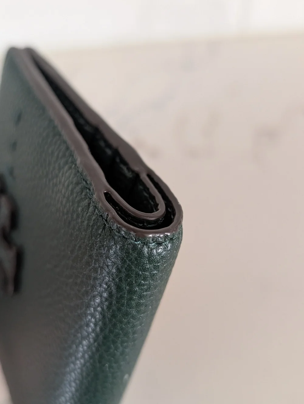 Tory Burch Pebbled Leather Card Zip Wallet - EUC - Green 4x3.75 Inches - Picture 5 of 16
